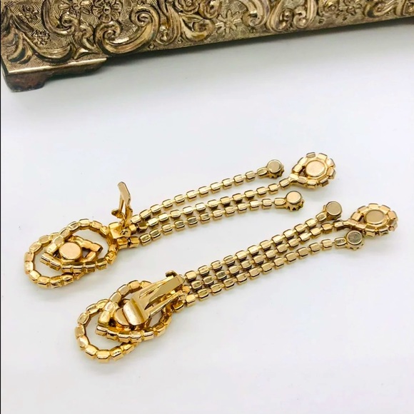 Vintage Aurora Borealis crystal rhinestone duster earrings 💎 - Picture 4 of 9